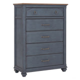 ZUN 5-Drawer Chest, No Assembly Required, Corduroy Blue Finish B108P193085