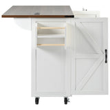 K&K 54.5" Farmhouse Kitchen Island with Power Outlet, Kitchen Storage Island with Internal Storage N707P170349W