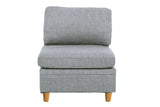 Living Room Furniture Armless Chair Light Grey Dorris Fabric 1pc Cushion Armless Chair Wooden Legs B01147398