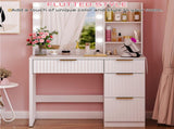 White particleboard with a melamine finish, 4 drawers, 2 shelves, dressing table with 10 three-tone 22257445