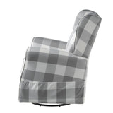 Grey and White Rolled Arm Swivel Chair with Glider B062P186522