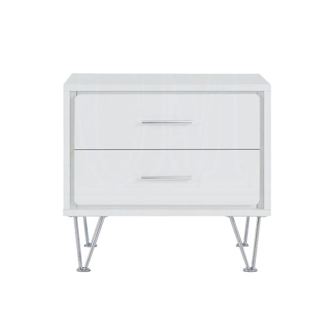 ZUN 2 Drawers Nightstand with Metal Legs, White B016P253805