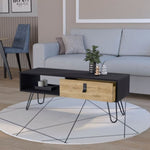 ZUN Black and Macadamia Hairpin Legs Coffee Table B062P175178