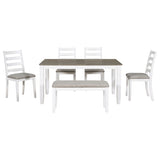 ZUN Rustic Style 6-Piece Dining Room Table Set with 4 Upholstered Chairs & a Bench 40118029