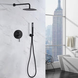 Wall Mounted Round Shower Combo Set with 10" Rain Shower head and Handheld Shower Head Set with W121957633