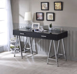 Black High Gloss and Chrome Writing Desk with USB Port B062P209204