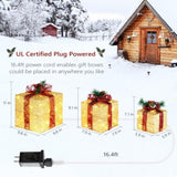 3pcs 10 inch-8 inch-6 inch Golden Gift Box Garden Gift Box Decoration 5M Long Power Cord US Plug 90352277