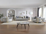 Contessa Modern Fabric Accent Chair with Gold Metal Side Frame and Channel Tufted Detailing in Gray B009P466432