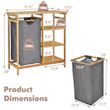 Bamboo Laundry Hamper Stand with 3-Tier Open Shelves 79290074