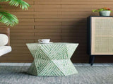 19x19x20" Tapered Green Garden Capiz Stool, Accent Side Table W2078P487549