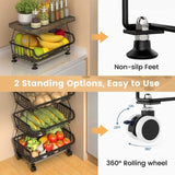 5 Tier Fruit Basket for Kitchen Organizers and Storage, Stackable Metal Wire Basket Stand Cart with 24612789
