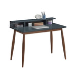 ZUN Roskilde Mid-Century Modern Wood Writing Desk with Hutch, Grey T2574P164624