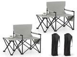 Oversized Foldable Camping Chair with Side Table & Cup Holder, 330 LBS Capacity for Outdoor Use-Gray 11091693
