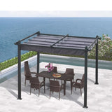 ZUN 10x10 Ft Outdoor Patio Retractable Pergola With Canopy Sunshelter Pergola for 14409576