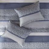 7 Piece Jacquard Comforter Set Navy Cal King B03597214