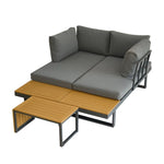 ZUN Aluminum Patio Furniture Set, Outdoor L-Shaped Sectional Sofa with Plastic Wood Side Table and Soft 68920924