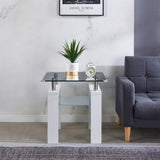 ZUN Clear Glass Top Side Table, 24"x24"x24" End Table, Modern Design For Home 28306751