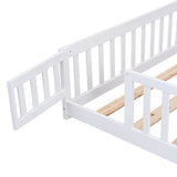 ZUN Queen Size Floor Bed with Door,Solid Wood Platform Bed Frame with Fence,Suitable for children,Pine W495123244