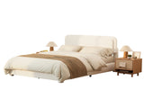 Boucle Queen Bed Frame with Adjustable Height Modern Platform Bed with Curved Cloud N733P439495K