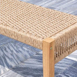 Mauricio Golden Oak Acacia Wood Mixed Strapped Rattan Garden Bench B093121192