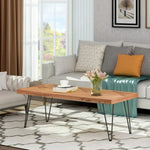 ZUN Modern Coffee Table, Easy Assembly Tea Table, Cocktail Table with w/Chevron Pattern & Metal Hairpin 82370440