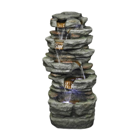 ZUN 32.6inches Rock Water Fountain with Led Lights[Unable to ship on weekends, please place orders with 48876684