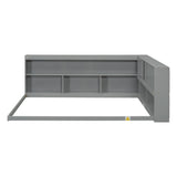 ZUN Full Floor Bed with L-shaped Bookcases, sliding doors,without slats,Grey W504P146191