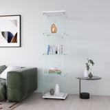 ZUN Glass Display Cabinet 4 Shelves with Door, Floor Standing Curio Bookshelf for Living Room Bedroom W1806104446