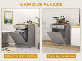 Kitchen Tilt Out Trash Bin Cabinet Free Standing Recycling Cabinet Trash Can Holder With Drawer, 23277241