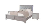 1pc Modern King Panel Bed with Headboard Lighting Beige Finish Faux Leather Upholstery Button Tufted B011P244366