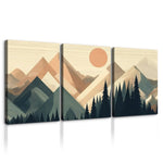 ZUN 3 Panels Framed Abstract Wood Grain Boho Style Mountain & Forest Canvas Wall Art Decor,3 Pieces W2060P155347