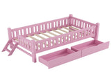 Wood Twin Size Platform Bed with Guardrail and 2 Drawers, Pink 58316824