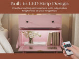 20.7" Wide Pink Robot LED Nightstand with 360&deg Rotating Drawer - Modern End Table 98587813