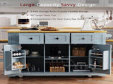 53inch Large Kitchen Island with Drop Leaf,Power Outlet,Door Internal Storage Rack,Rolling Kitchen 72878158