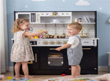 Kids Wooden Play Kitchen with Realistic Lights & Sounds, Pretend Ice Maker & Storage for Toddlers 90656532