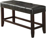 Counter Height 1pc Bench Dining Room Black Faux Leather Cushion Tufted Seat Wooden Base Comfort Seat B011130020