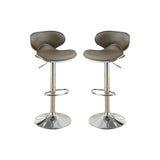 ZUN Adjustable Espresso Faux Leather Bar Stools, Set of 2 SR011563