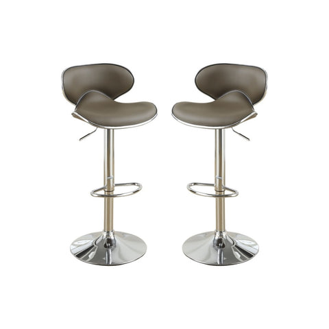 ZUN Adjustable Espresso Faux Leather Bar Stools, Set of 2 SR011563