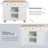 Kitchen Cart with Rubber wood Drop-Leaf Countertop ,Cabinet door internal storage racks,Kitchen 57726272