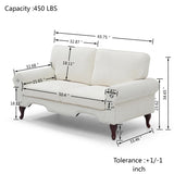 66-Inch Modern Linen Loveseat Sofa with Wooden Legs & Crystal button and Copper Nail, Tufted W1117P268786