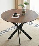 42.1"BLACK AND WOOD COLOR Table Mid-century Dining Table for 4-6 people With Round Mdf Table Top, W234P185625