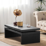 ZUN Modern Coffee Table, Black Wooden Coffee Table, Rectangle Cocktail Tea Table for Living Room, 47.6" W2729P198990