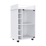 ZUN Dukat Bar Cart,Two Shelves, Six Built-in Wine Rack, Four Casters -White B20091850