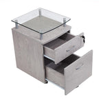 ZUN Rolling File Cabinet with Glass Top, Grey 86505676