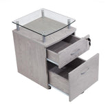 ZUN Rolling File Cabinet with Glass Top, Grey 86505676