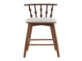 Doria Indoor Wooden Barstool, Walnut Finish With Beige Upholstery, Set of 2 N775P299416W
