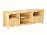 Entertainment Center TV Stand with 4 Open Cubbies & 2 Fluted Hinged Storage Doors, Adjustable Inner 90375918