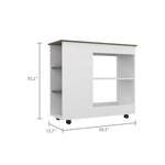 ZUN Nigella Kitchen Cart, Two Storage Shelves, Four Casters, Three Side Shelves -White / Dark Brown B20092044