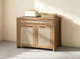 Rattan Sideboard Cabinet, Farmhouse Storage Cabinet with Adjustable Shelf, Boho Kitchen W3204P489399