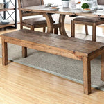 ZUN Rustic Elegance Wooden Seat 1pc Bench Bold Sturdy Design Rustic Oak Solidwood Frame Dining Room B011P200231